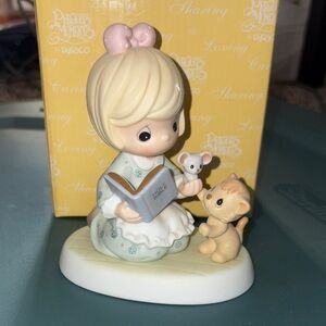 Precious Moments Blonde Figurine with Pink Bow “A Godchild Close to My Heart”